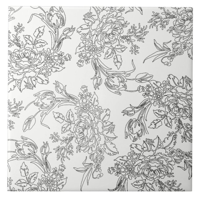 Klassische Schwarz-Weiß-Toile Fliese (Vorderseite)