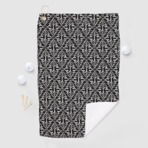 Klassische Schwarz-weiße Damask Muster Extravagant Golfhandtuch