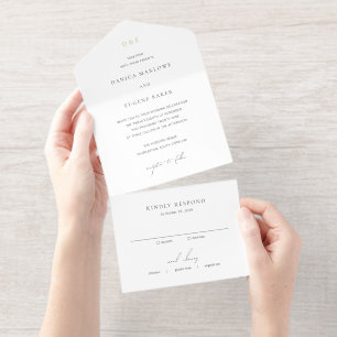 Klassische schwarz-weiße elegante Hochzeit All-in-One-Einladung