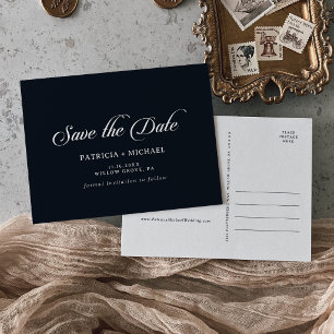 Klassische schwarz-weiße Hochzeit - Save-the-Date- Einladungspostkarte