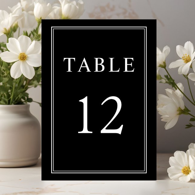 Klassische Schwarz-weiße Hochzeit Tischnummer (Elegant Classic Black White Wedding Table Number)