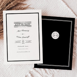 Klassische Schwarz-weiße Hochzeitmonogramm Save The Date
