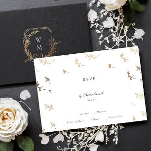 Klassische Schwarz-weiße Mono-Wappen-Hochzeit RSVP Karte