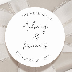 Klassische Schwarz-weiße Personalisierte Namen Hoc Runder Aufkleber