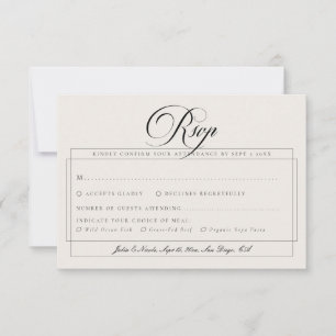 Klassische schwarze Elfenbein-Kalligrafie-Hochzeit RSVP Karte