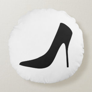 KLASSISCHE SCHWARZE HÖHENSCHUHE UND POLKA-DOTS RUNDES KISSEN