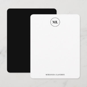 Klassische schwarze Kreis-Monogramm-Initialen Name Mitteilungskarte