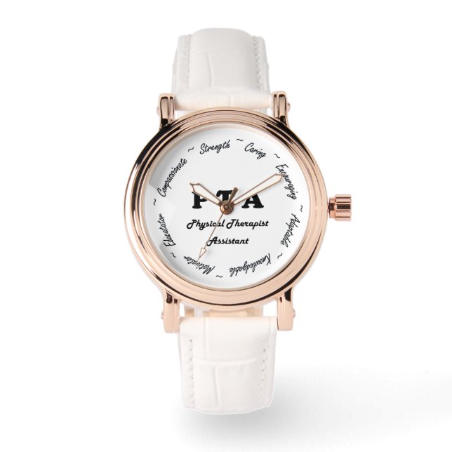 Klassische schwarze Lederuhr Armbanduhr (Vorderseite)
