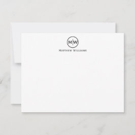 Klassische Schwarze Moderne Circle Zwei Monogramm Mitteilungskarte