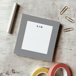 Klassische schwarze Streifen mit Monogramm Post-it Klebezettel