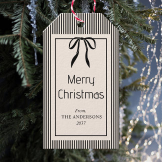 Klassische schwarze Streifen Weihnachten Geschenkanhänger