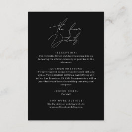 Klassische schwarze, stylische Script-Hochzeitsdet Begleitkarte