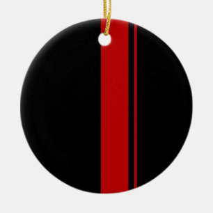 Klassische schwarze u. ROTE Rennwagen-Streifen Keramik Ornament
