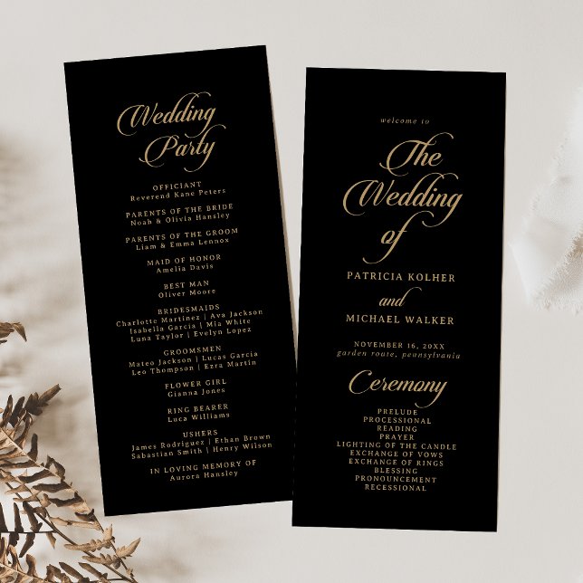 Klassische schwarze und goldene Hochzeit im Tea-Le Programm (Von Creator hochgeladen)