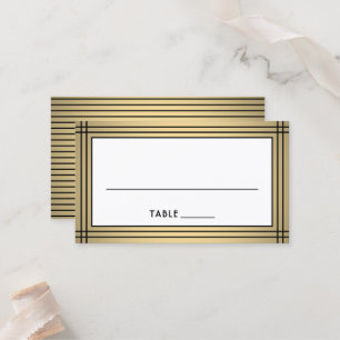 Klassische schwarze und goldene Umrandung Elegante Platzkarte