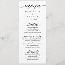 Klassische Script Calligraphy Wedding Menu Card