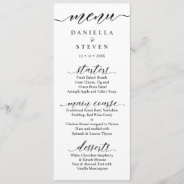 Klassische Script Calligraphy Wedding Menu Card Menükarte