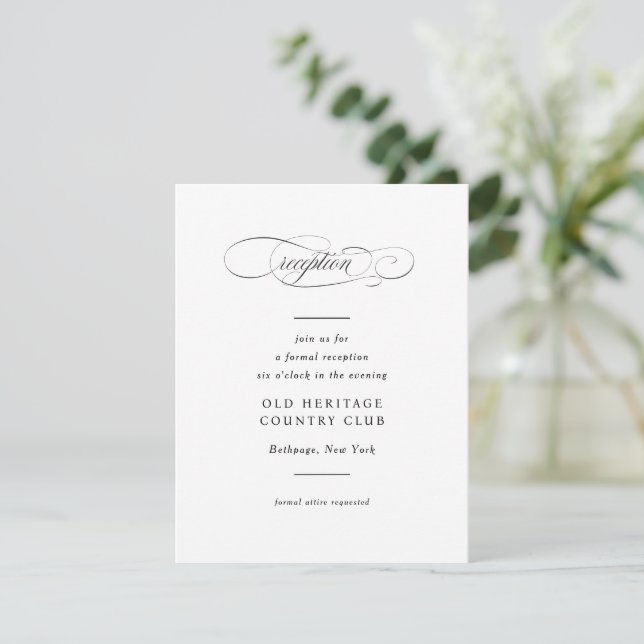 Klassische Script-Elegance-Hochzeit Begleitkarte (Stehend Vorderseite)