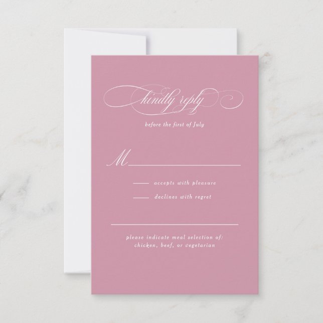 Klassische Script-Elegance-Hochzeit RSVP Karte (Vorderseite)