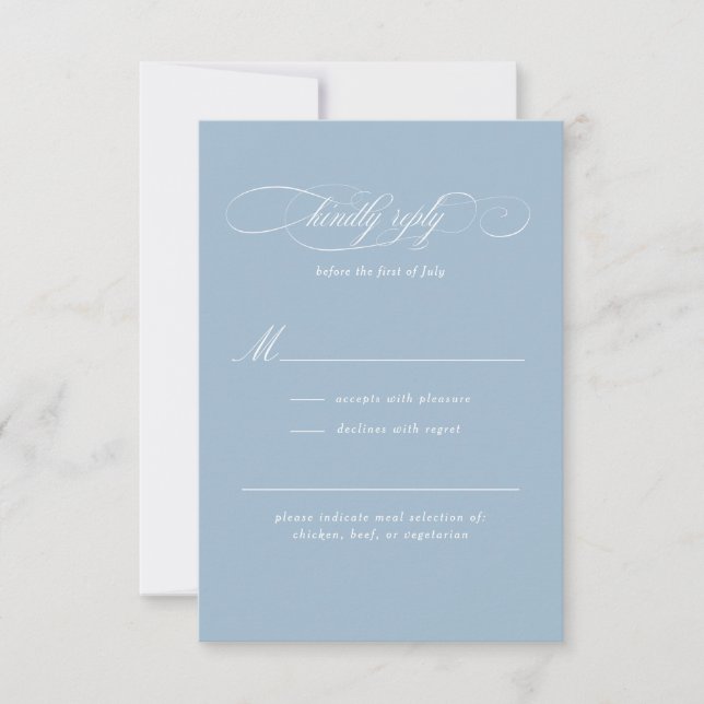 Klassische Script-Elegance-Hochzeit RSVP Karte (Vorderseite)