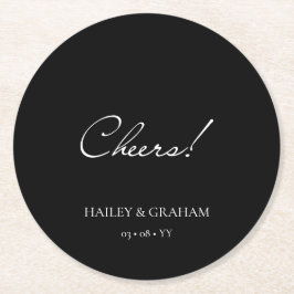 Klassische Script Minimal Calligrafy Black Wedding Runder Pappuntersetzer