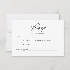 Klassische Script Minimal Calligraphy White Weddin RSVP Karte