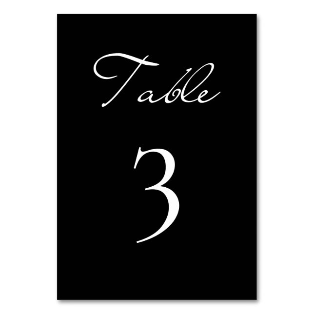 Klassische Script Minimalistisch Black Wedding Tischnummer (Vorderseite)
