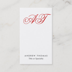 Klassische Script Monogram White Clean Business Ca Visitenkarte