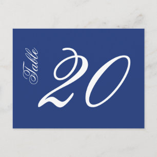 Klassische Script-Tischnummern (weiß / Navy Blue) Postkarte