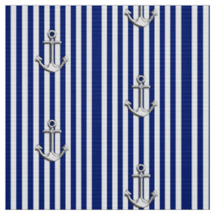 Klassische Seemarine-blaue Streifen und Anker Stoff