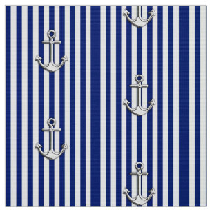 Klassische Seemarine-blaue Streifen und Anker Stoff