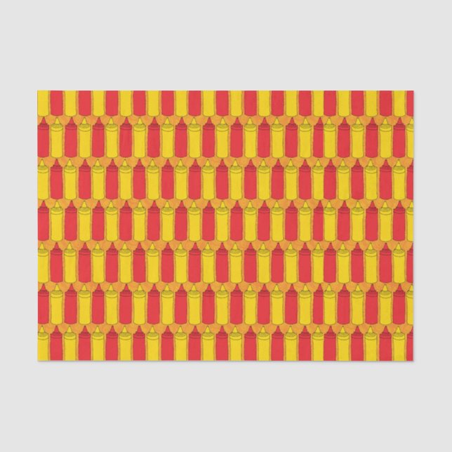 Klassische Senf-und Ketschup-Würze-Flaschen Seidenpapier (Vorderseite)