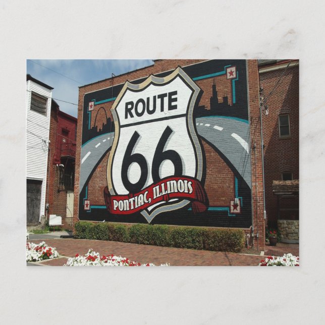 Klassische Sicht auf die Route 66 illinois Postkarte (Vorderseite)