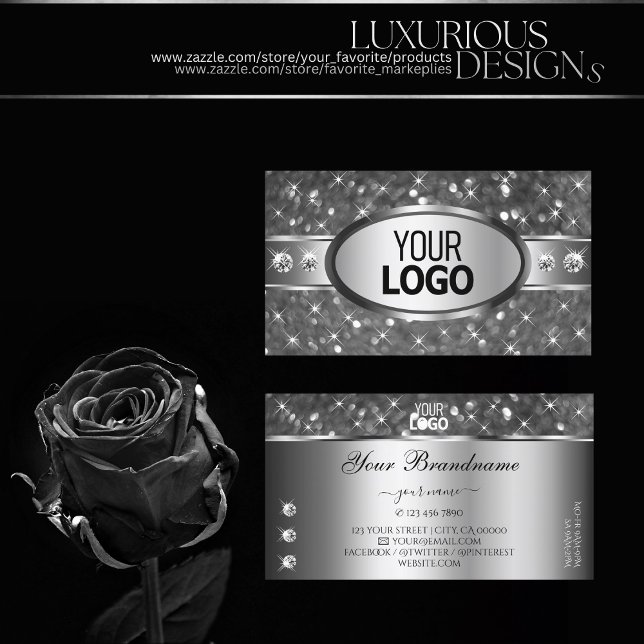 Klassische Silber-Glitzer-Sparkle-Diamanten und -L Visitenkarte (Von Creator hochgeladen)