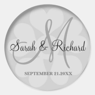 Klassische Silberhochzeit Monogram Brie and Groom Runder Aufkleber