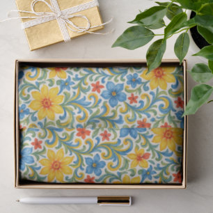 Klassische sizilianische Blätter Blumenmuster Seidenpapier