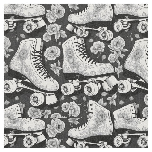 Klassische Skate, Rose, Schwarzweiß Stoff (Nahaufnahme)