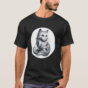 Klassische Skizzenkunst Silhouette Katzenliebhaber T-Shirt