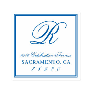 Klassische Skript-Monogramm-Rücksendeadresse Permastempel