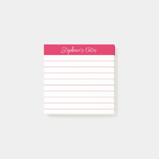 Klassische Skriptnotizen Kirschrot Lined Post-it Klebezettel (Vorderseite)