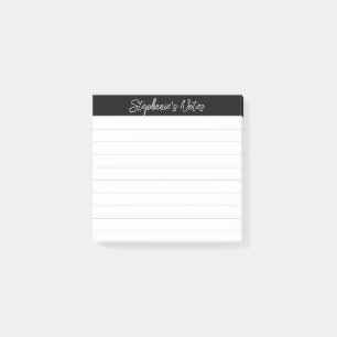 Klassische Skriptnotizen Schwarz Grau Lined Post-it Klebezettel