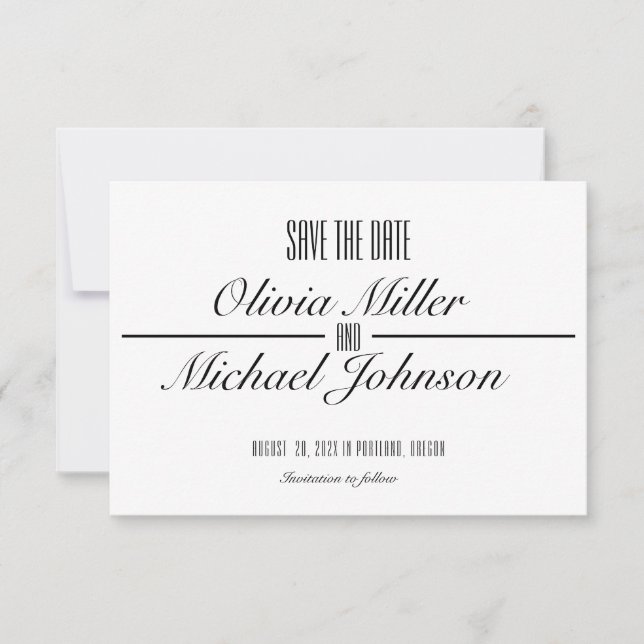 Klassische Skripttypkarte Save the Date (Vorderseite)