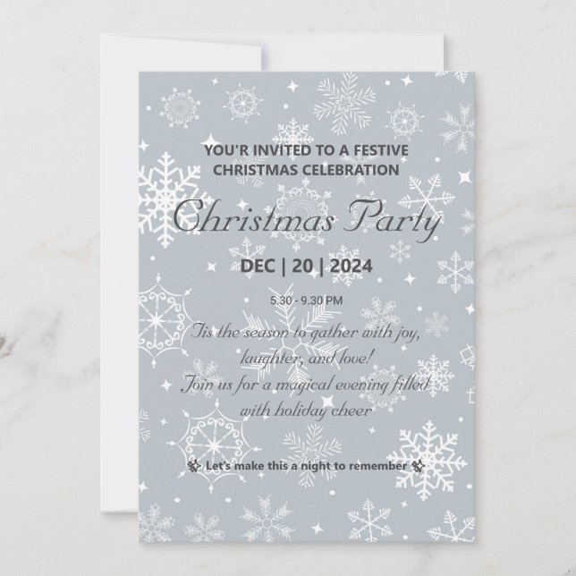 Klassische Snowflake Weihnachtsfeier Party Einladu Einladung (Vorderseite)