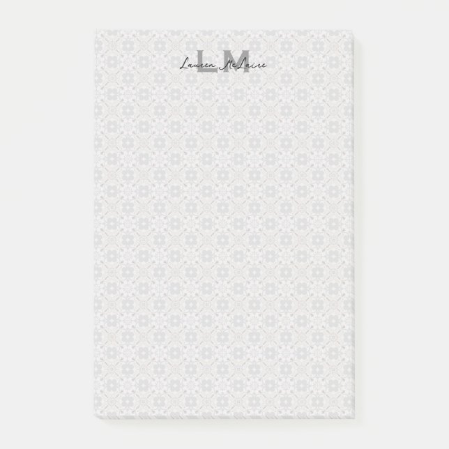 Klassische spanische Fliesen-Monogramm-Korresponde Post-it Klebezettel (Vorderseite)