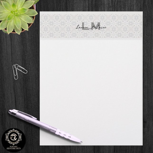 Klassische spanische Fliesen-Monogramm-Marke Briefbogen (Classic Spanish Tile Monogram Branding Letterhead)
