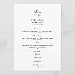 Klassische Speisekarte für Hochzeiten - Schwarz Menükarte