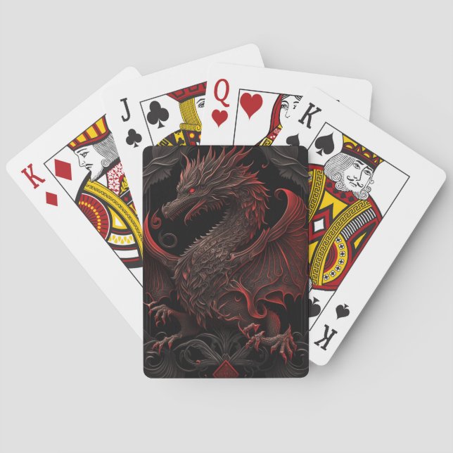Klassische Spielkarten aus Rot und Schwarz (Rückseite)