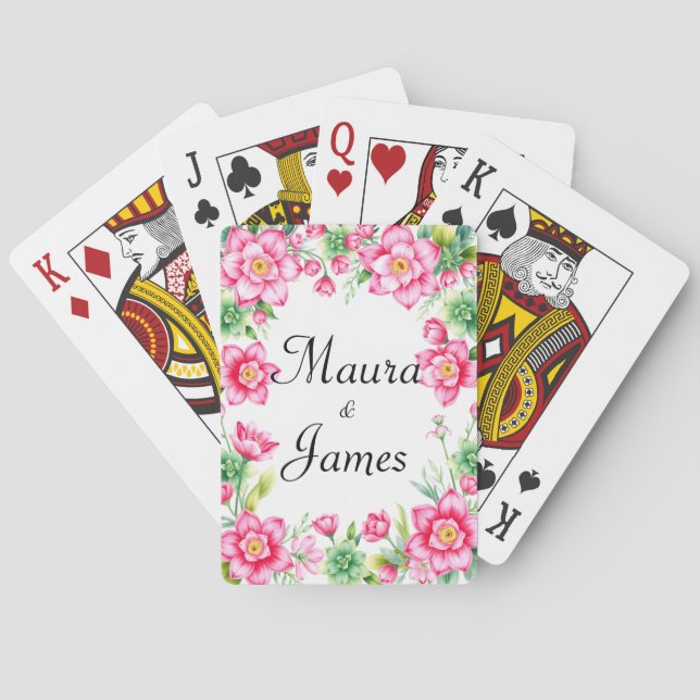 Klassische Spielkarten der rosa Blume (Rückseite)