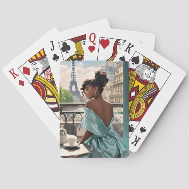 Klassische Spielkarten | Mädchen in Paris (Rückseite)