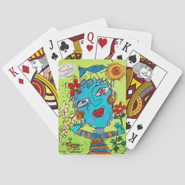 Klassische Spielkarten mit Art "Blume Child" (Rückseite)